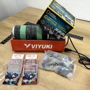VIYUKI 6LBS Dual Drum Rock Tumbler w/ National Geographic Gemfoam Kit